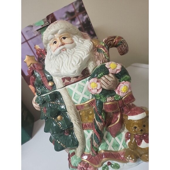 Festive Design Colorful Hand Painted Ceramic Santa Claus cookie jar 13 inches - Picture 4 of 16
